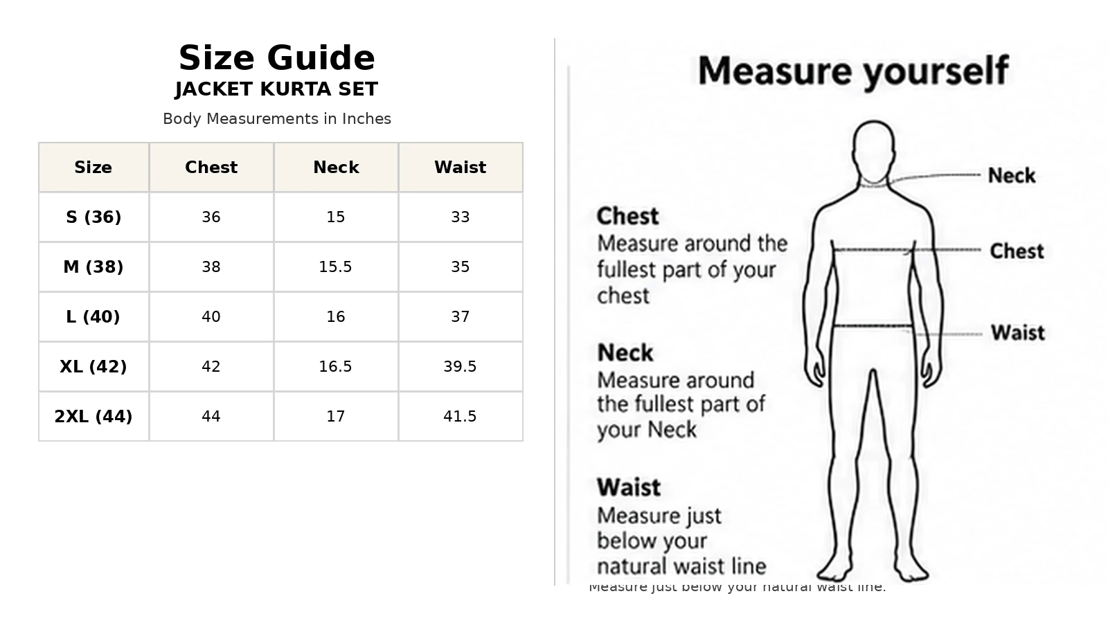 Size Chart Inch